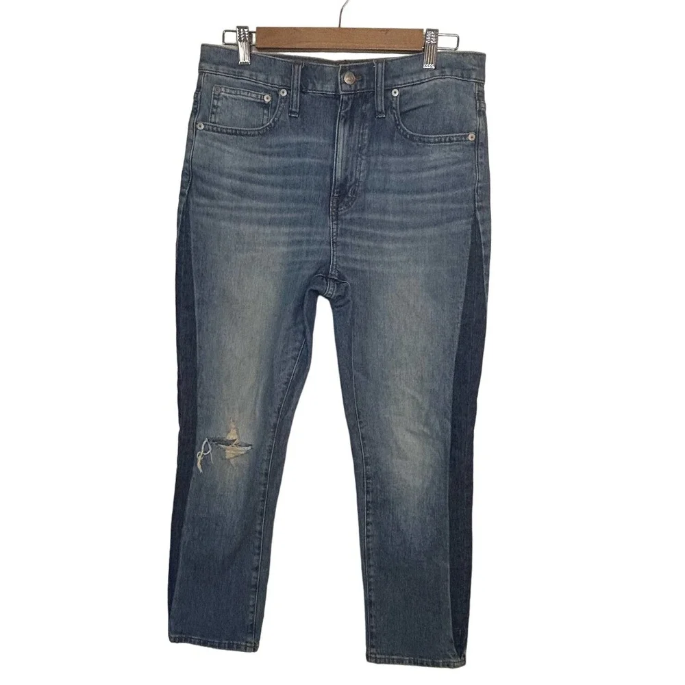 MADEWELL Two Tone High-Rise Slim Boy Jean Size 28 - Picture 3 of 16
